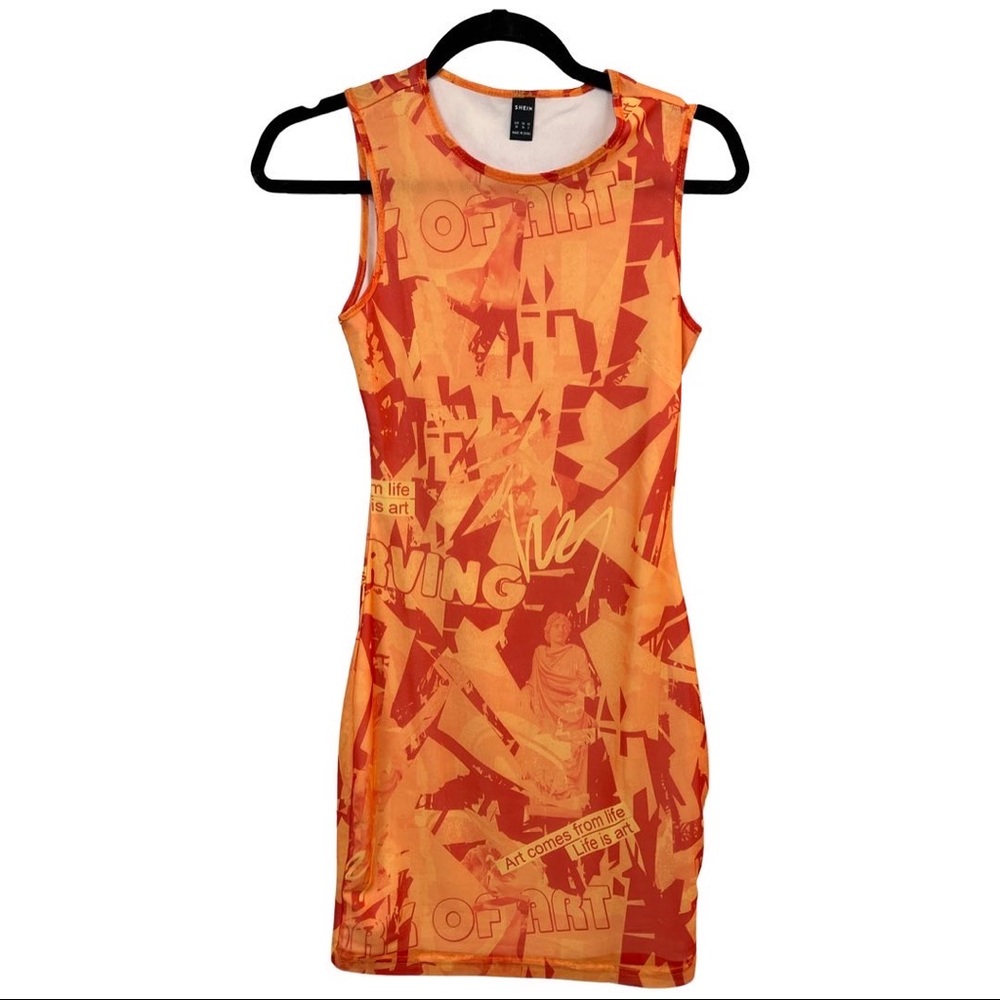 Graphic Orange Mini Dress